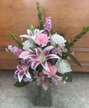 Pink and White Dreams Vased Arrangement