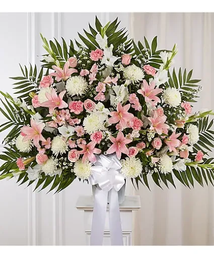 Pink and White Funeral Basket  148701 