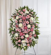 PINK AND WHITE FUNERAL STANDING SPRAY 