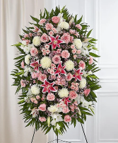 Pink and White Funeral Standing Spray 
