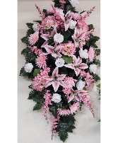 Pink and White Lillie Spray Silk Funeral Spray