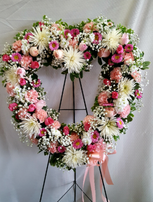 Pink and White Open Heart Wreath