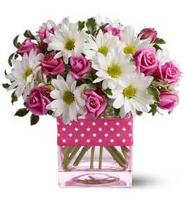 Pink and White Polka Dots Floral Arrangement