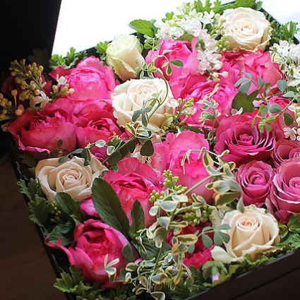 Pink and white roses  Keep sake gift box 