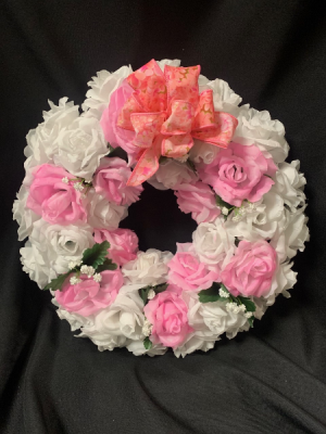 Pink and White Silk Sympathy Wreath in Red Lake, ON | FOREVER GREEN GIFT BOUTIQUE Pink and White Silk Sympathy Wreath in Red Lake, ON | FOREVER GREEN GIFT BOUTIQUE