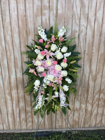 Pink and White Spray  Funeral Spray