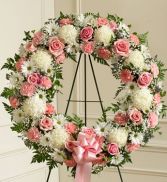 Pink and White Standing Wreath 