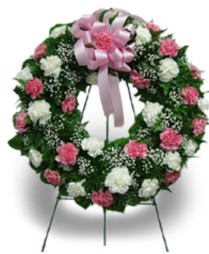 Pink and White Carnation Wreath  Standing Wreath