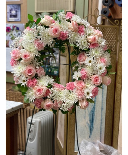 Pink and White Sympathy Wreath Sympathy Wreath