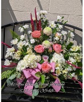 Pink and White Tribute  Sympathy Arrangement