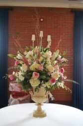 Pink and White Urn Reception Decor