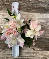 Pink and White Wrist Corsage and Boutonierre Corsage and Boutonierre