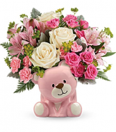pink bear baby arrangement new baby