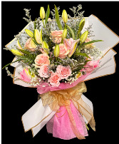Pink Birthday Bqt Loose bouquet - wrap
