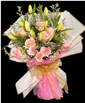 Pink Birthday Bqt Loose bouquet - wrap