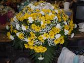 Yellow and white Casket Spray (C3) Funeral Service