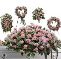 Pink Carnation Classic Sympathy 5 Piece Package 