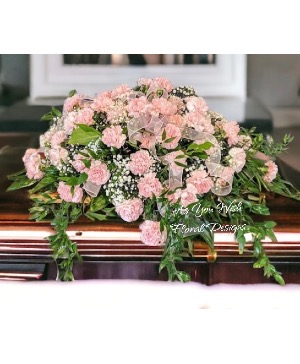 Pink carnations half casket pall Casket Pall