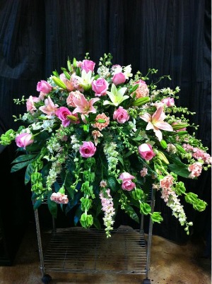 Pink Casket Spray  Flowers for the Service 