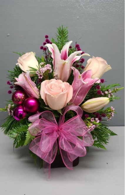 Pink Christmas  Fresh Flower Arrangement 