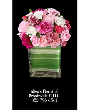 Pink Cube Cutie  Fresh cut flowers in a vase