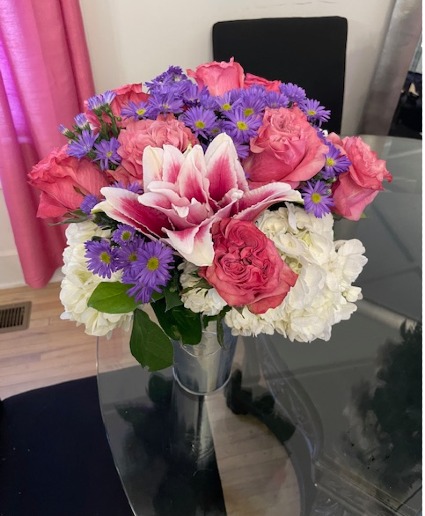 Pink delight vase arrangement