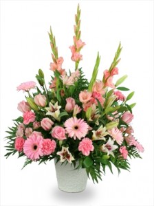 Pink Delightful sympathy arrangement