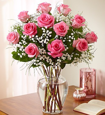 Pink Dozen Rose  Arrangement