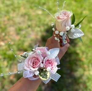 Pink Dreams Corsage and Boutonniere Set