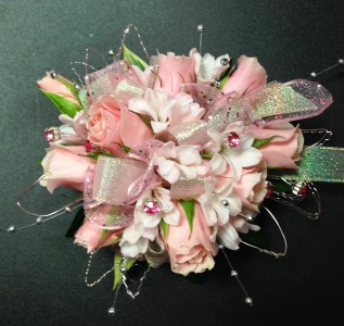 pink corsage for prom