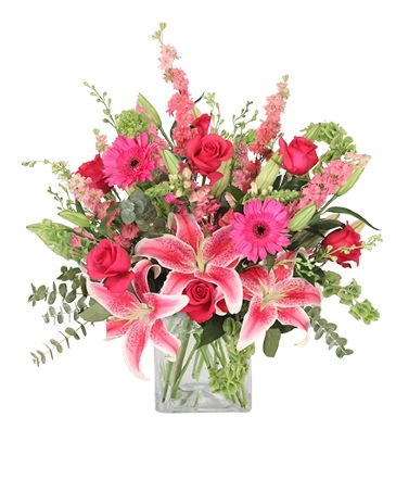 Pink Explosion Vase Arrangement in Lewiston, ME | BLAIS FLOWERS & GARDEN CENTER