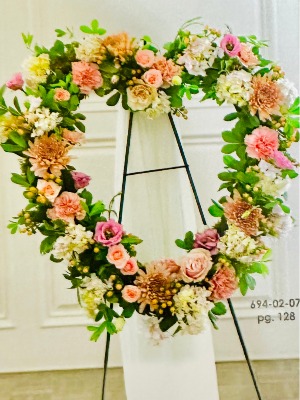 Pink Floral-Heart Heart standing spray