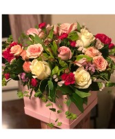 pink garden box flower box