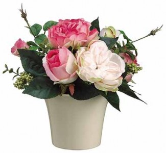 Pink Garden Rose Bouquet-SILK BOTANICALS 