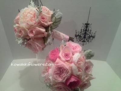 Pink Garden Roses Bridesmaid Bouquet