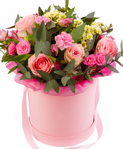 Pink Hat Box Arrangement