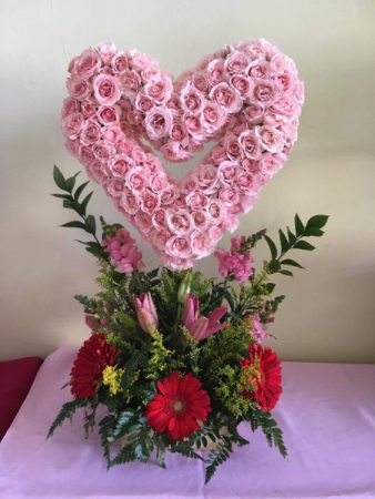 Pink Heart Floral Arrangement