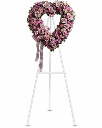 pink heart wreath Funeral wreath in Edmonton, AB | PETALS ON THE TRAIL