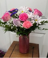 Pink Hearts Vase Vase with fresh flowers