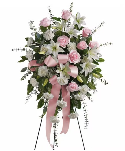 Pink Heaven standing spray and wreaths