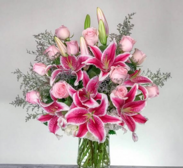 Pink Implosion Arrangement in Croton On Hudson, NY | Cooke's Little Shoppe Of Flowers