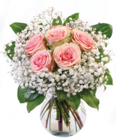 Pink Kissed Roses Floral Arrangement