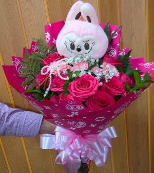Pink La Bubu  FLOWERS AND PLUSH WRAPPED 