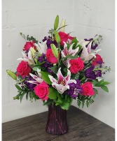 Pink & Lavender Explosion Vase arrangement