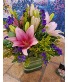 PINK LILIY DREAM BOUQUET Cube Vase arrangement