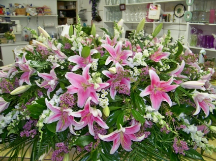 Pink Lily Casket Spray