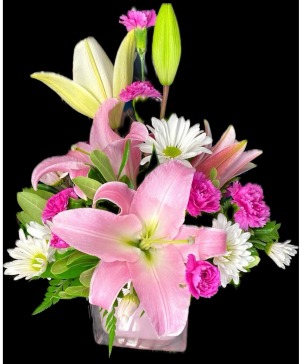 Pink Lily  Cube Pink Lily Arrangement