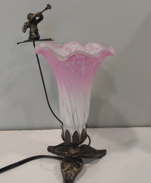 Pink Lily Lamp with Cherub Memory Lamp