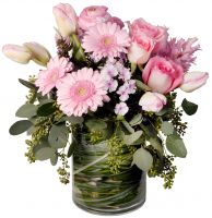 Pink Lovers Vase of beautiful pink flowers