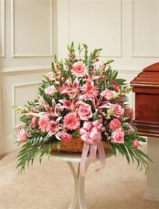 Pink Mixed Fireside Basket Funeral - Sympathy